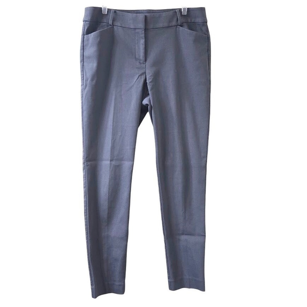 LOFT Julie Pants Gray Textured Mid Rise‎ Slim Leg Ankle Length Womens 10T